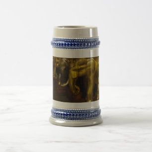 Chope À Bière Eléphants d'or Gris /Bleu Stein de 22 oz