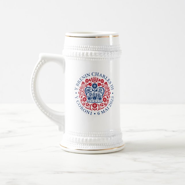 Chope À Bière Emblème de couronnement du roi Charles III, souven (Gauche)