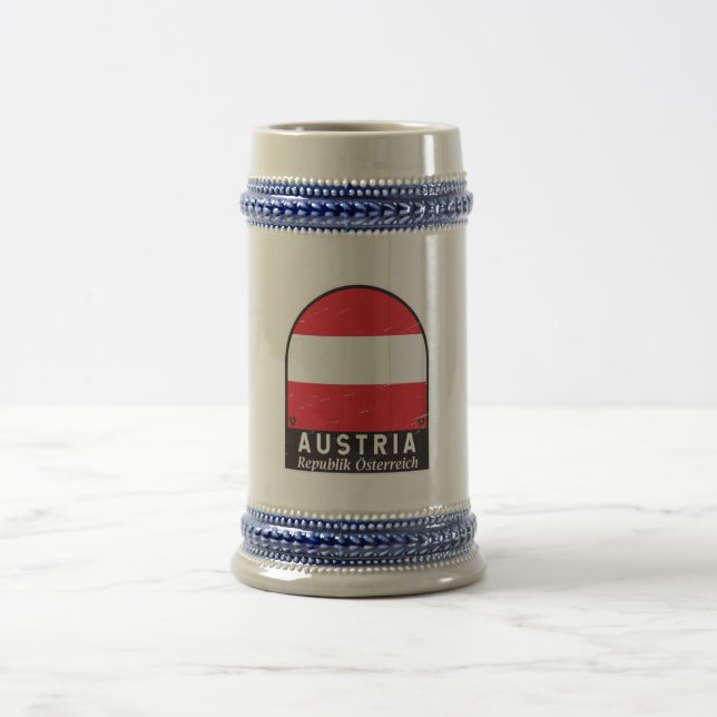 Chope À Bière Emblème Drapeau Autriche Vintage  (Centre)