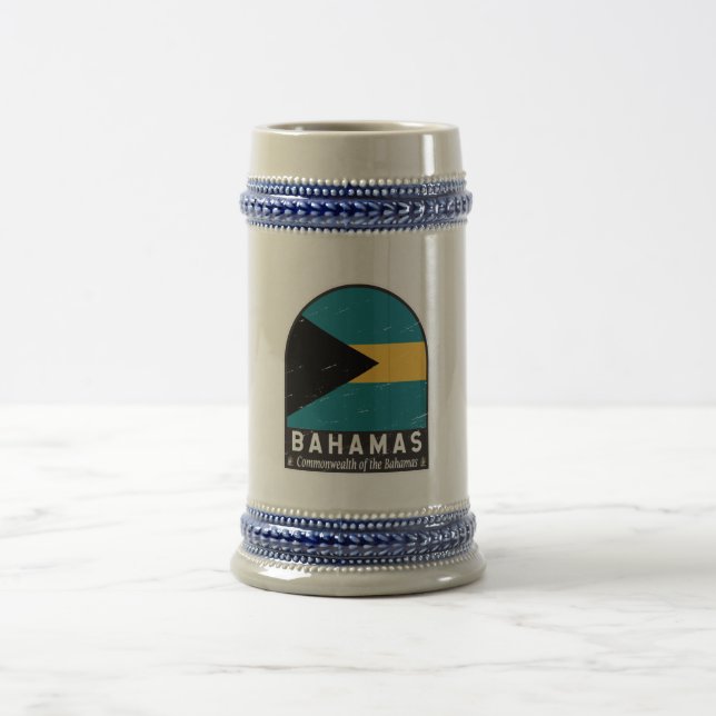 Chope À Bière Emblème du drapeau des Bahamas Vintage (Centre)