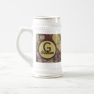 Chope À Bière Famille de marbre jaune initiale monogramme souven