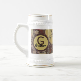 Chope À Bière Famille de marbre jaune initiale monogramme souven