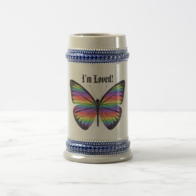 Chope À Bière Fierté Je suis adoré papillon - (Centre)