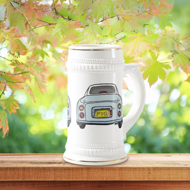 Chope À Bière Figarations Pale Aqua Figaro Car Bière Stein (Fun figaro beer stein for the blue figaro driver (when they are not driving) Add your initials)