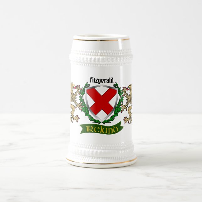 Chope À Bière Fitzgerald Irish Shield Bière personnalisée Stein (Centre)