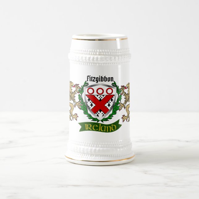 Chope À Bière Fitzgibbon Bouclier irlandais Personnalisé Bière S (Centre)