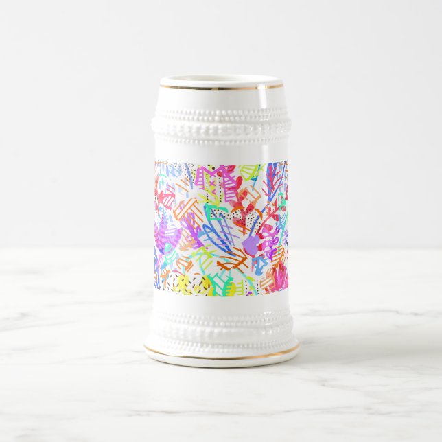 Chope À Bière Fleurs abstraites jolies et colorées motifs (Centre)