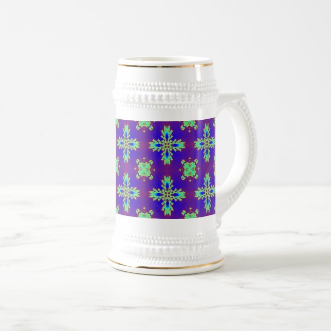 Chope À Bière Fleurs Artdeco dans le style rétro (Devant droit)