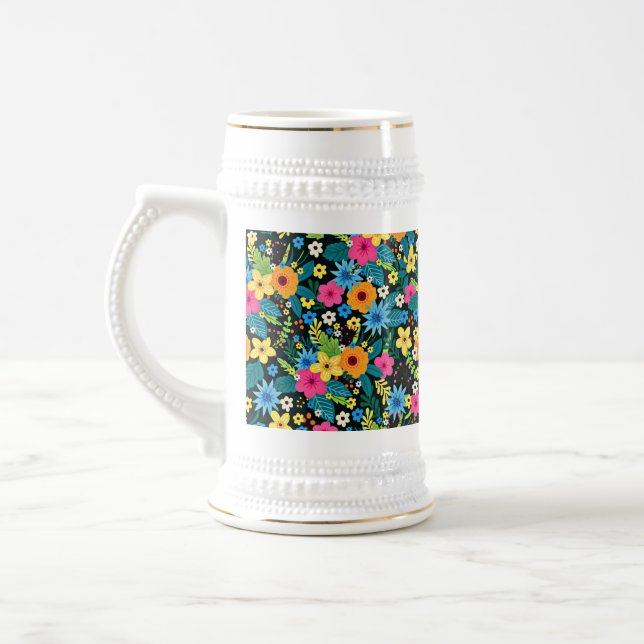 Chope À Bière Fleurs Ditsy Vibrantes Motif Floral Design-43785 (Gauche)