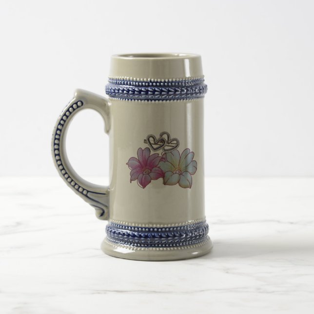 Chope À Bière Fleurs et coeur (Gauche)