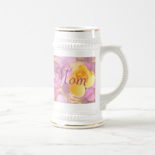 Chope À Bière Fleurs roses Yellow Rose Maman Bière Stein
