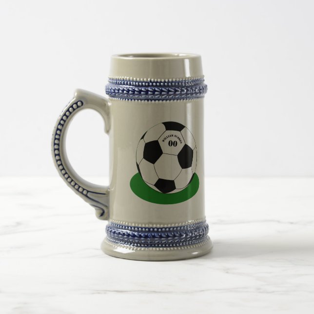 Chope À Bière Football party, Soccer Ball avec nom et numéro (Gauche)