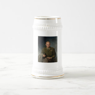 Chope À Bière Général Dwight Eisenhower Portrait peint 5 étoiles