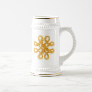 Chope À Bière GOLD CELTIC KNOT Blanc et or Stein