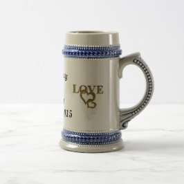 Chope À Bière Gold Love with Interlocking Hearts Mariage Stein