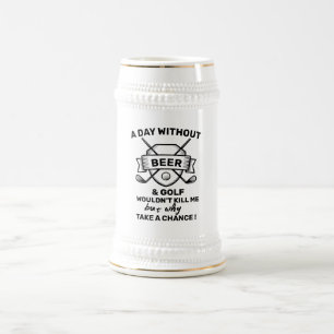 Chope À Bière Golf & Beer Stein - "Pourquoi avoir une chance ?" 
