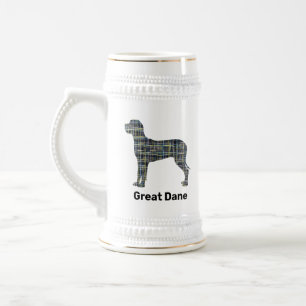 Chope À Bière Grande Dane Chien Silhouette Jaune et Grille Noire
