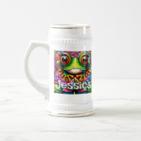 Grenouille Whimsical Abstrait Floral Frogs Personn