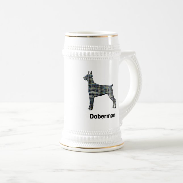 Chope À Bière Grille de silhouette de chien Doberman Pinscher (Devant droit)