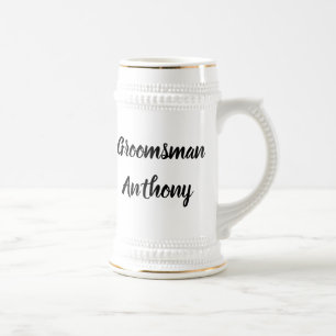 Chope À Bière Groomsman Black Élégant Cadeaux élégants Mariage B