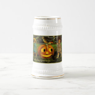 Chope À Bière Halloween Jack-o-Lantern nuit de récolte par les e