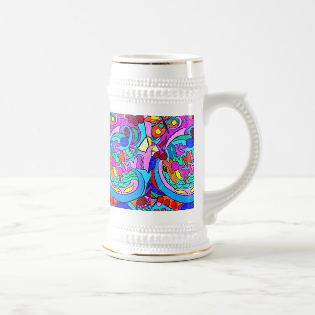 Chope À Bière hippie paix et amour bière stein (Droite)
