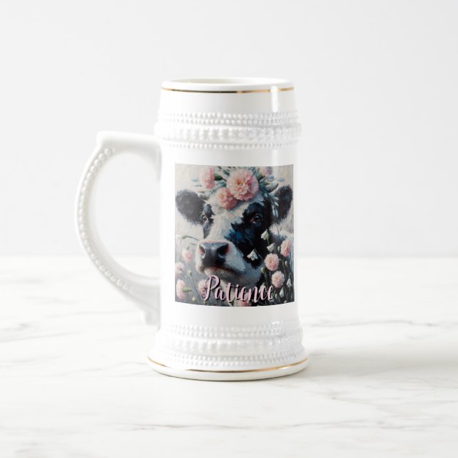 Chope À Bière Holstein Cow Flowers Farm Farmhouse Personalized (Gauche)