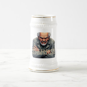 Chope À Bière Homme âgé en colère – Illustration de dessin animé