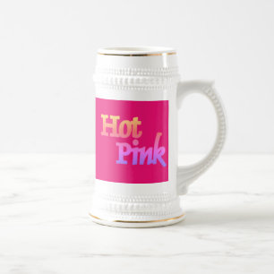 Chope À Bière Hot rose fuchsia gauche main blanc stein or tringl