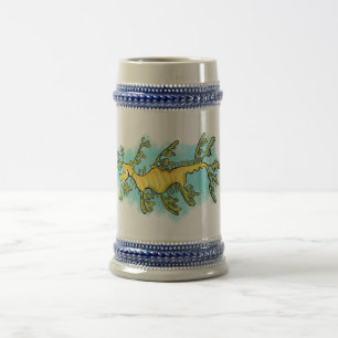 Chope À Bière Illustration amusante de dragon de mer feuillu
