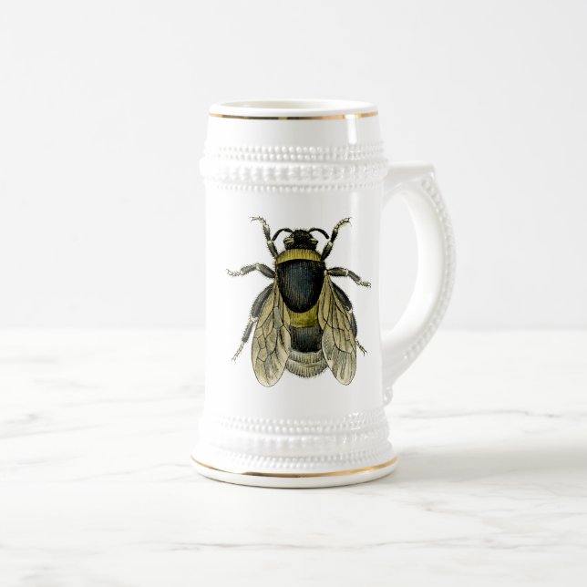 Chope À Bière Illustration antique d'abeille (Devant droit)