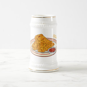 Chope À Bière Illustration de dessin animé sur le poulet frit