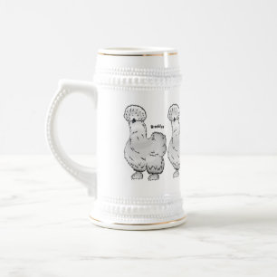 Chope À Bière Illustration de la caricature du poulet Silkie