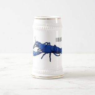 Chope À Bière Illustration de l'écrevisse marron bleu