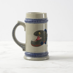 Chope À Bière Illustration drôle de piranha affamée