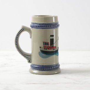 Chope À Bière Illustration d'un bateau à chalutier mignon