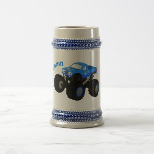 Chope À Bière Illustration d'un camion monstre bleu mou