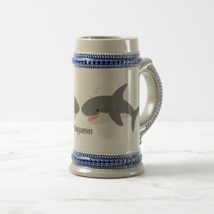 Chope À Bière Illustration joyeuse du grand requin blanc