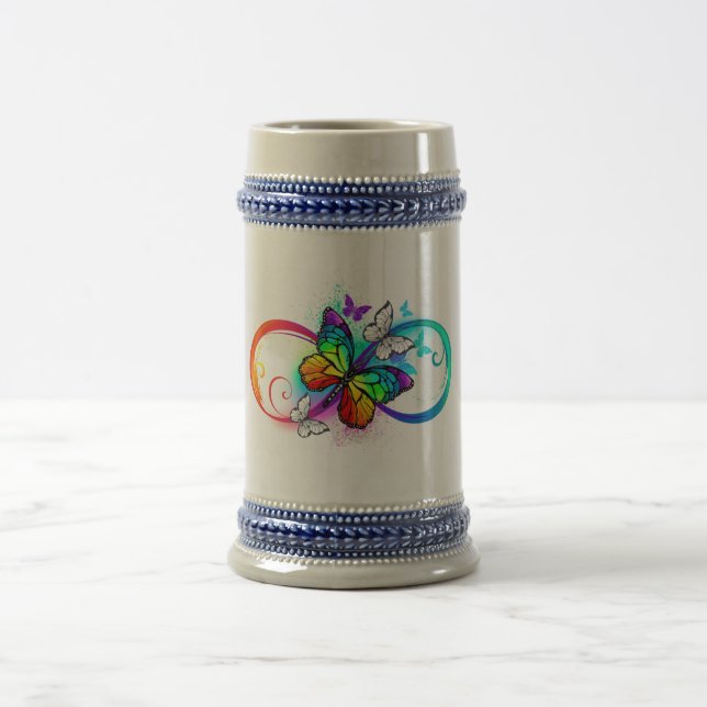 Chope À Bière Infini lumineux avec papillon arc-en-ciel (Centre)