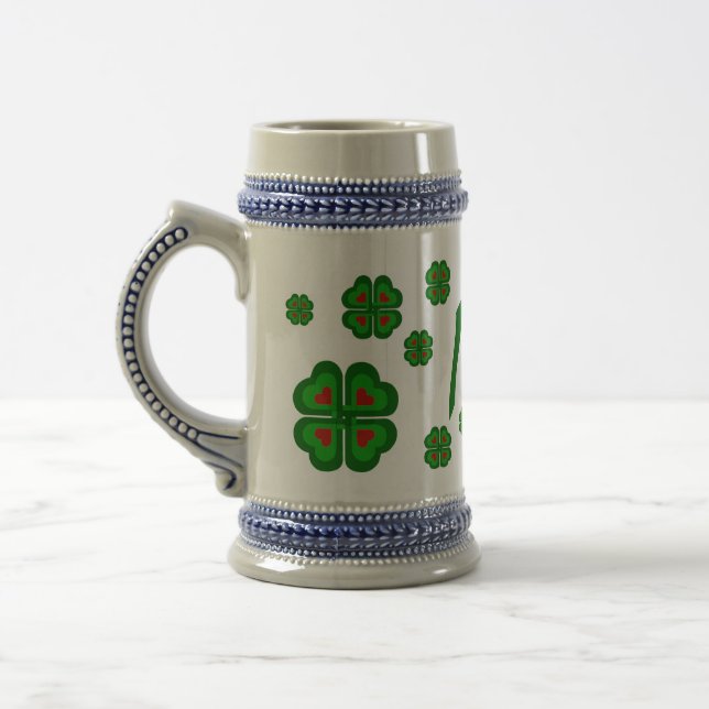 Chope À Bière Irlandais, shamrock irlandais, trèfle (Gauche)