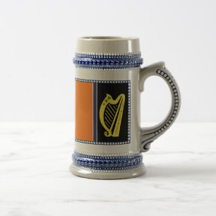 Chope À Bière Irlande Drapeau national, Harpe, shamrocks verts