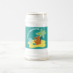 Chope À Bière J'aime l'art de plage tropical des capybaras