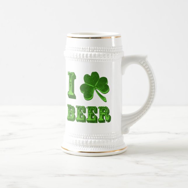Chope À Bière J'aime le stein de jour de St Patrick de shamrock (Droite)