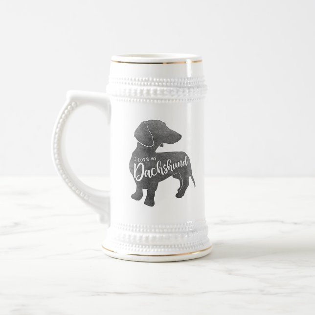 Chope À Bière J'aime ma saucisse de Doxie Teckel de teckel (Gauche)