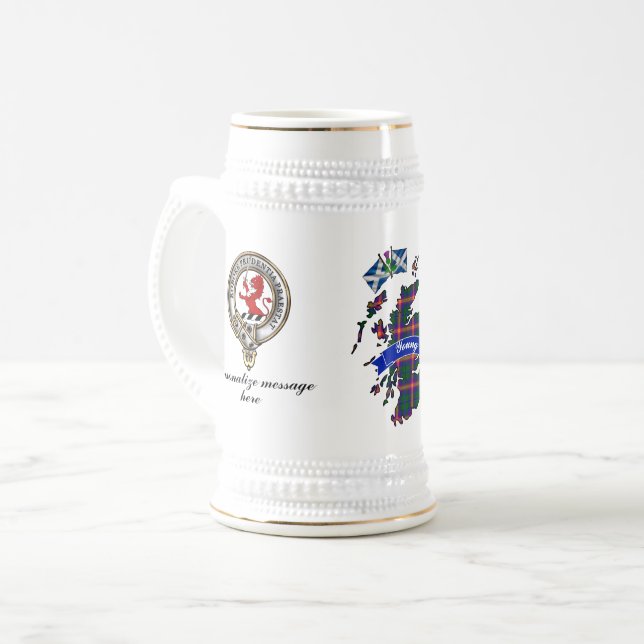 Chope À Bière Jeune Clan Badge & Tartan Celebration Bière Stein (Devant gauche)