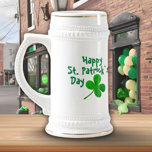 Chope À Bière Joyeuse Saint-Patrick Trèfle Vert Irlandais