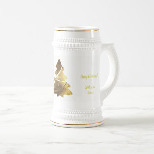 Chope À Bière Joyeux Arbre de Noël Or look Elegant Bière Stein