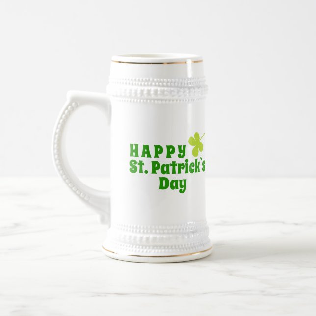 Chope À Bière Joyeux St Patrick`s day Shamrock Green (Gauche)