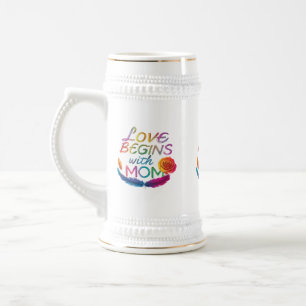 Chope À Bière L'amour commence avec maman" - 22 oz Stein Design