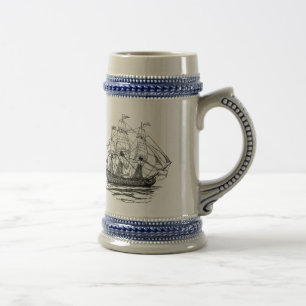Chope À Bière Le cru pirate le galion, croquis d'un bateau
